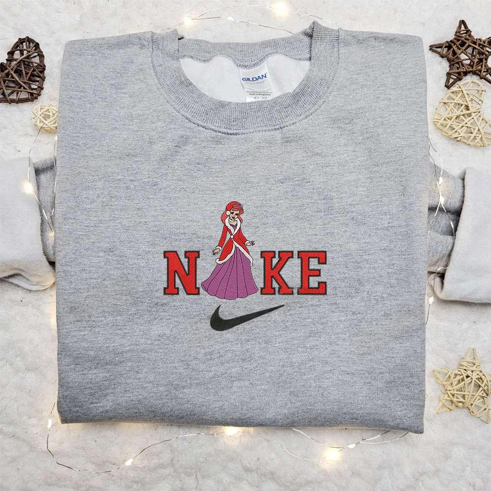 Ariel Disney Christmas x Nike Embroidered Sweatshirt Cartoon Christmas Embroidered Shirt Best Christmas Gift Ideas