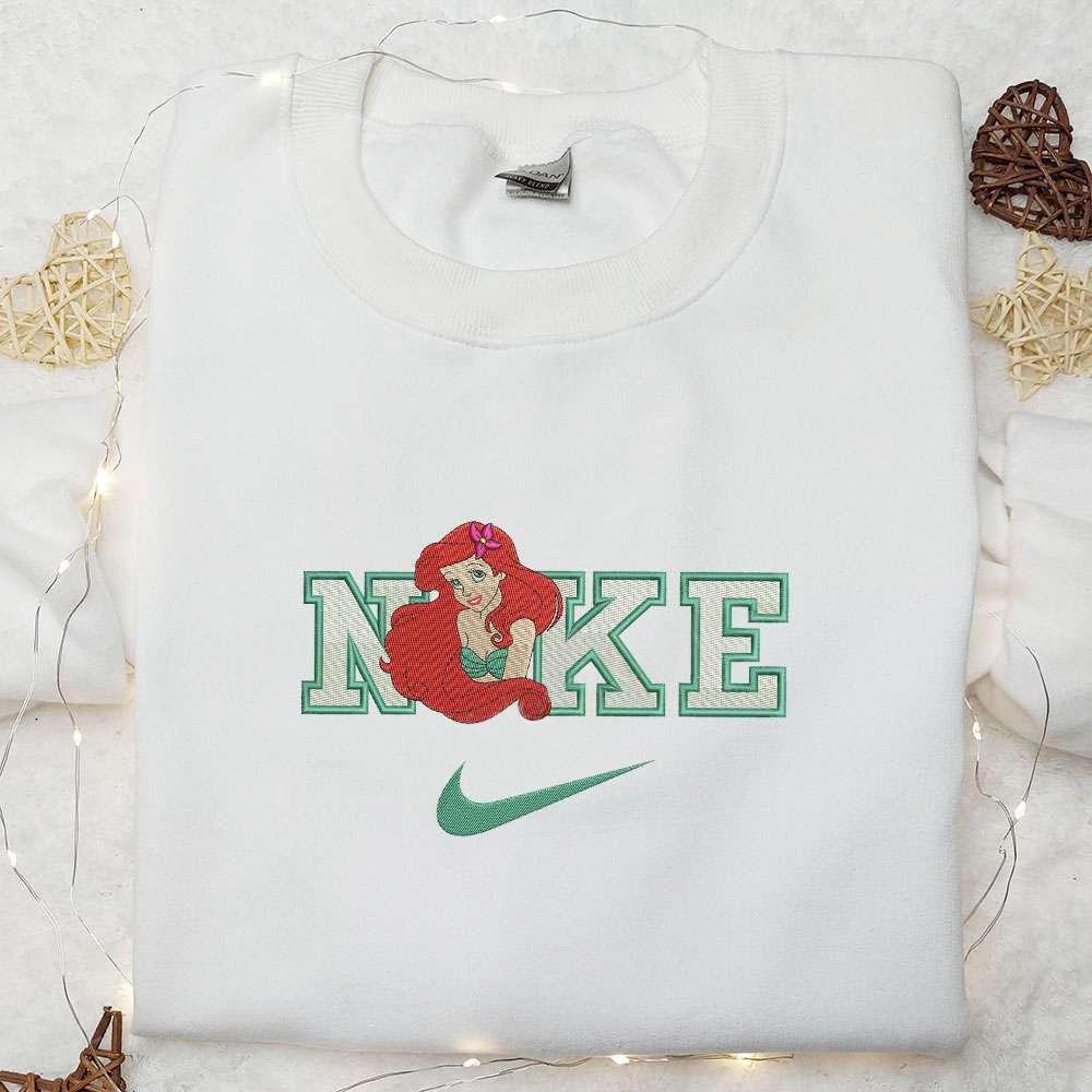 Ariel Flower x Nike Embroidered Shirt Disney Princess Embroidered Hoodie Best Gift For Girls