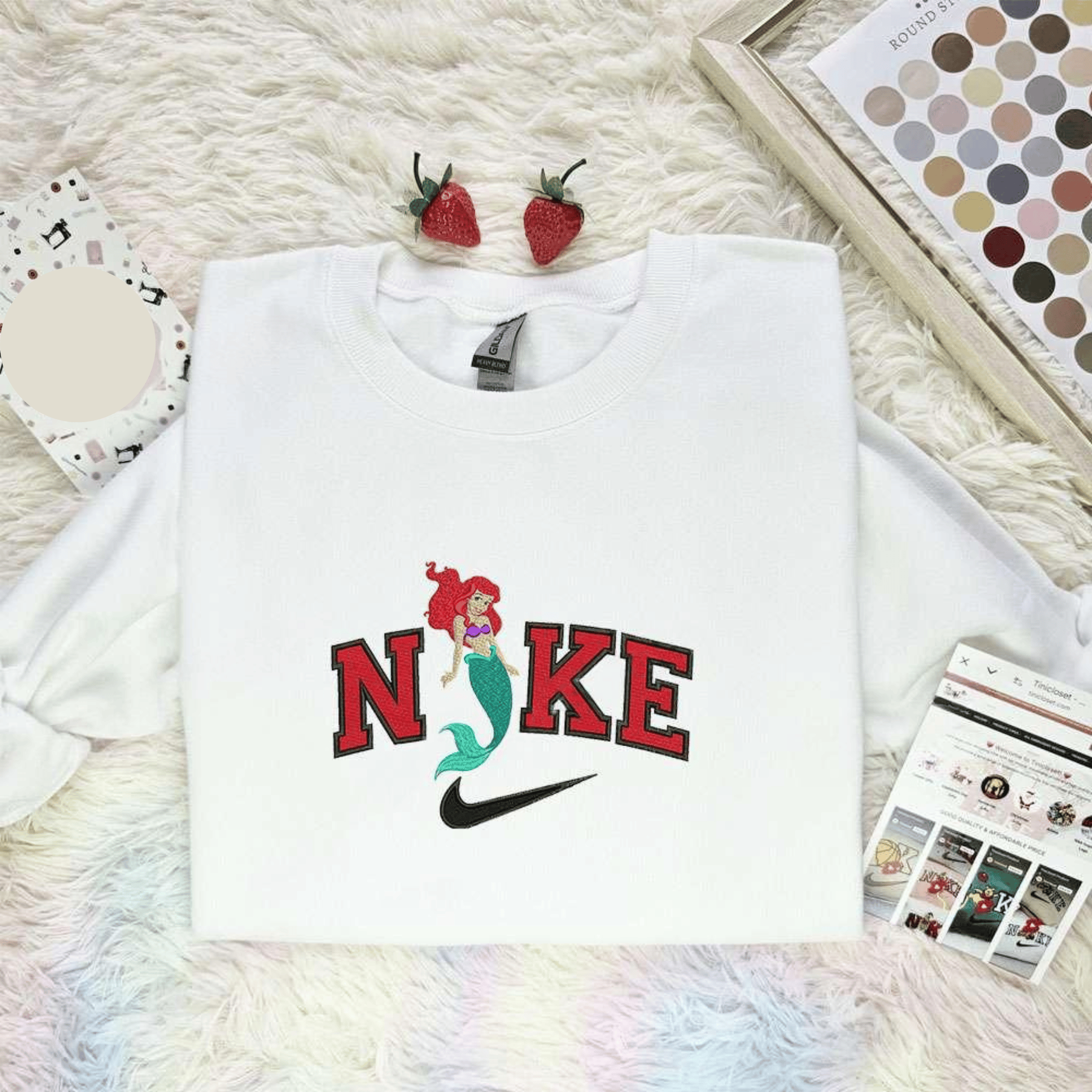 Ariel The Little Mermaid Disney Princess Embroidered Shirt Disney Characters Embroidered Hoodie