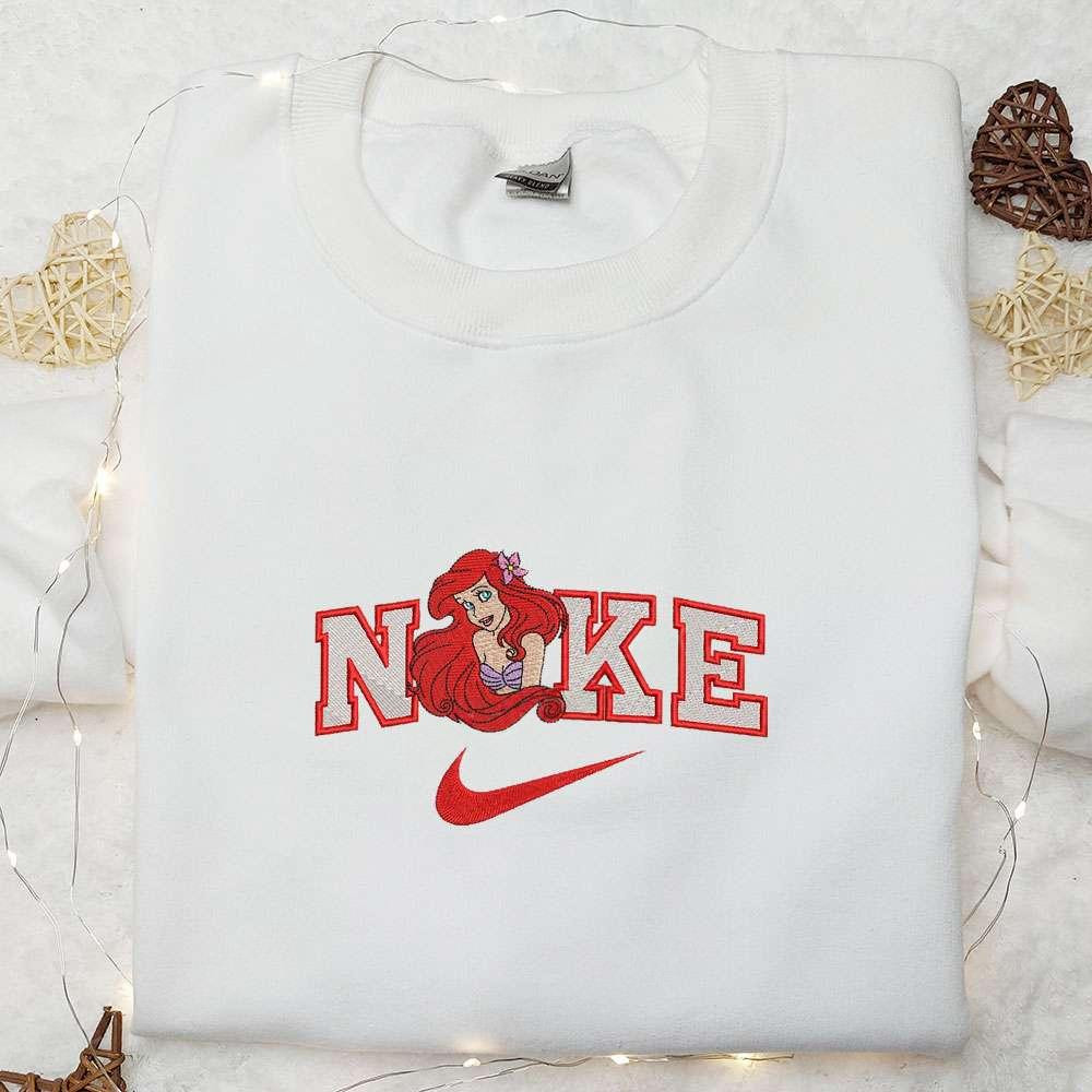 Ariel x Nike Embroidered Shirt Disney Princess Embroidered Hoodie Best Gift Ideas For Girls