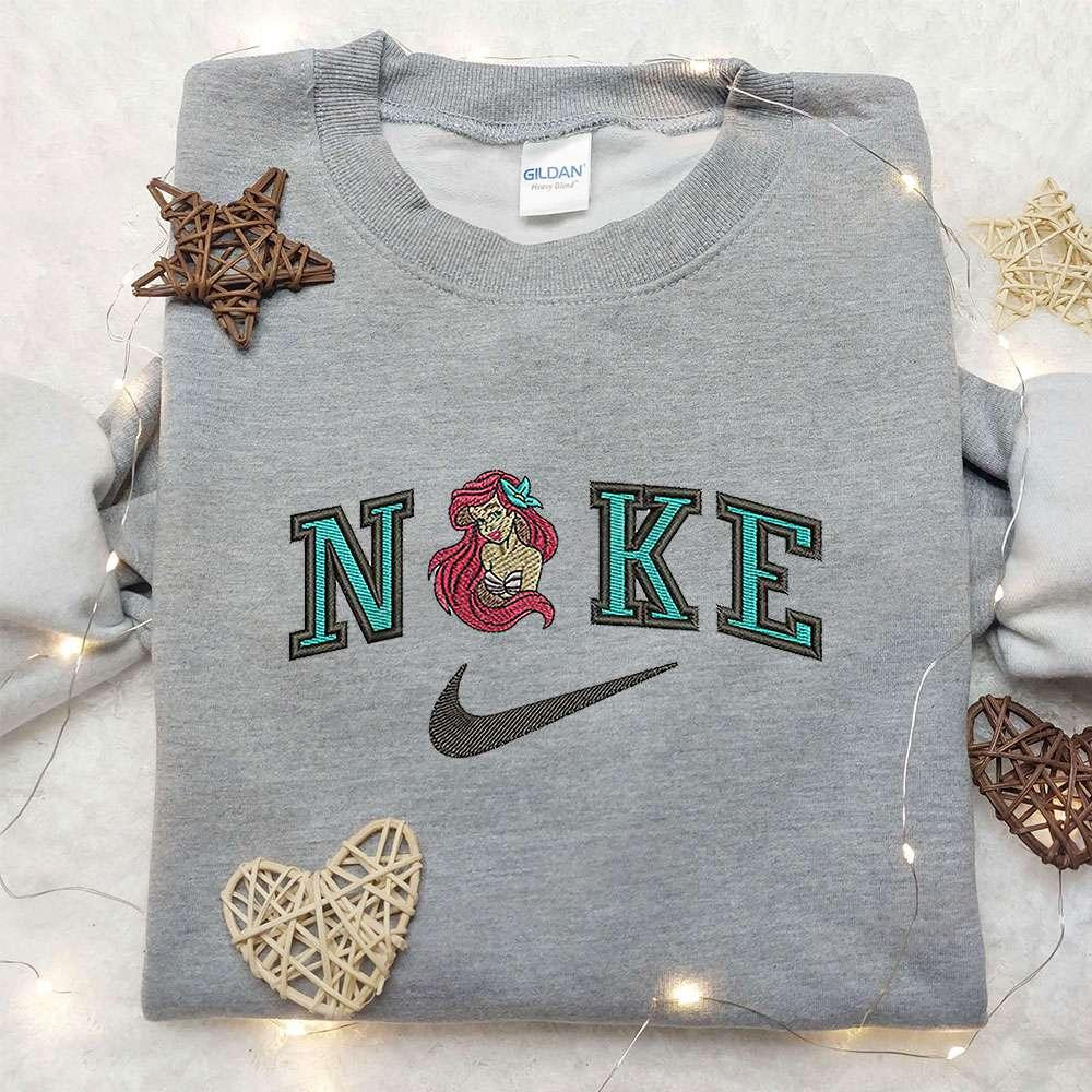 Ariel x Nike Embroidered Shirt The Little Mermaid Walt Disney Embroidered Shirt Nike Inspired Embroidered Shirt