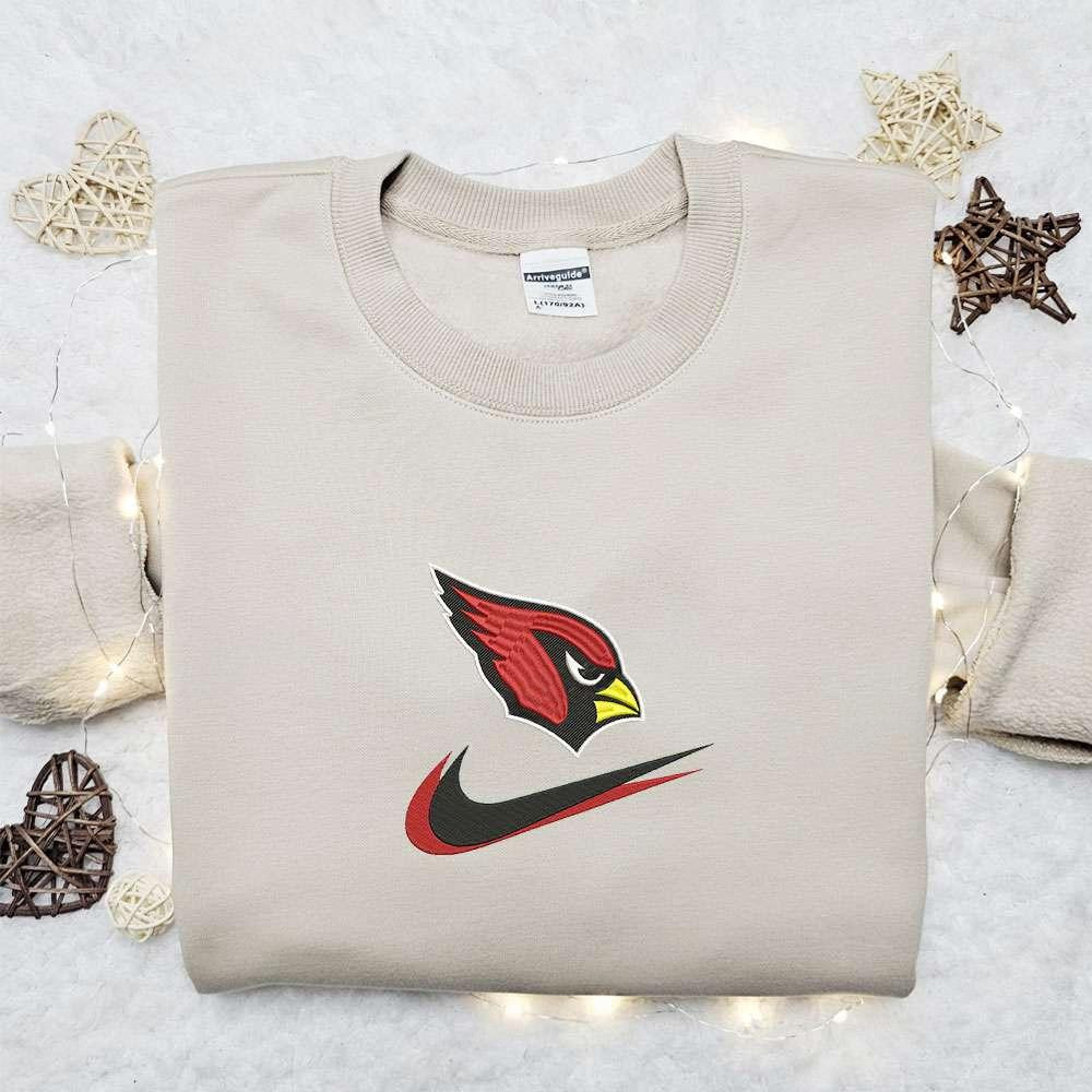 Arizona Cardinals x Nike Swoosh Embroidered Shirt NFL Sports Embroidered Hoodie Best Fandom Gift Ideas
