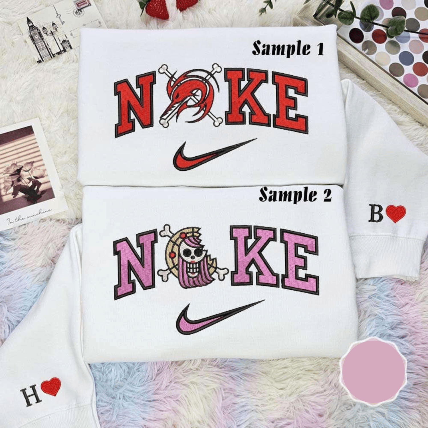 Arlong And Bonney Pirate Logo One Piece Anime Embroidered Couples Shirts, Best Gift for Anime Fans