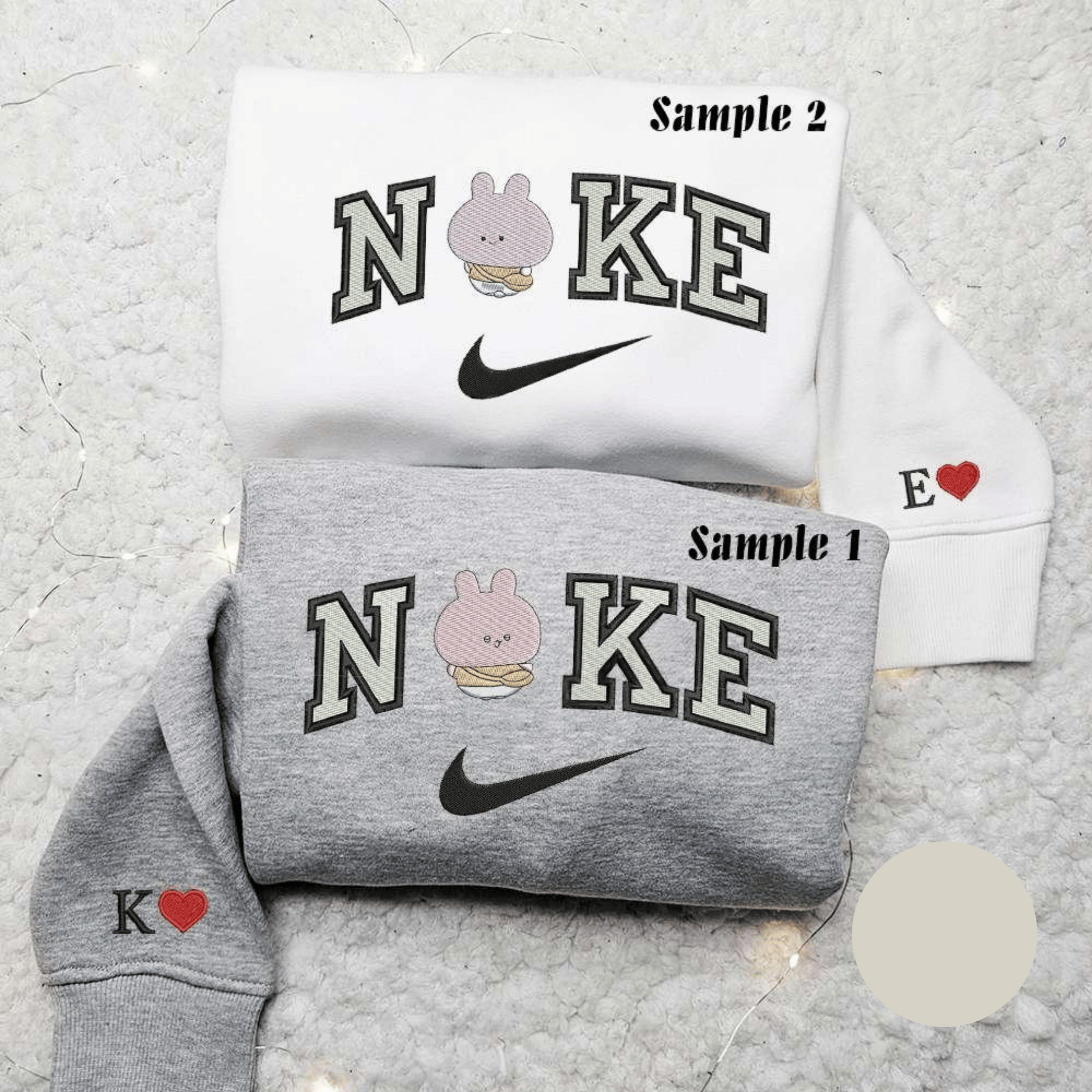 Asamimichaann x Nike Embroidered Couple Shirt Cartoon Embroidered Shirt Nike Inspired Embroidered Hoodie