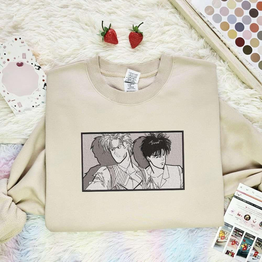 Ash And Eiji Banana Fish Anime , Anime Embroidered T-shirt Sweatshirt Hoodie, Inspired Anime Movie, Best Gift for Anime Fans