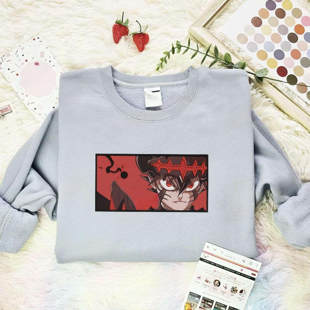 Asta Black Clover Anime Embroidered Shirt , Anime Embroidered T-shirt Sweatshirt Hoodie, Inspired Anime Movie, Best Gift for Anime Fans