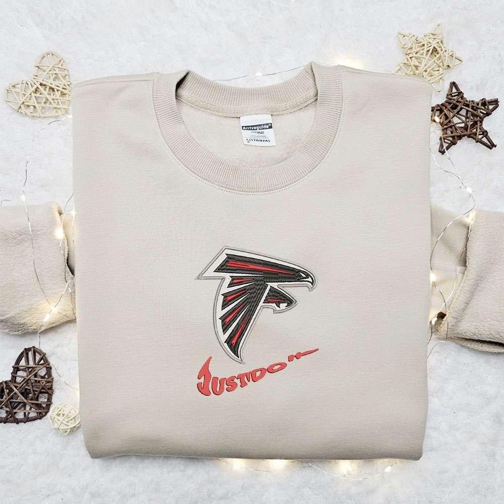 Atlanta Falcons Just Do It x Nike Swoosh Embroidered Shirt NFL Sports Embroidered Hoodie Best Gift Idea