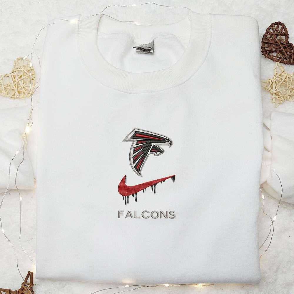 Atlanta Falcons x Nike Swoosh Drip Embroidered Shirt NFL Sports Embroidered Hoodie Best Gift Idea