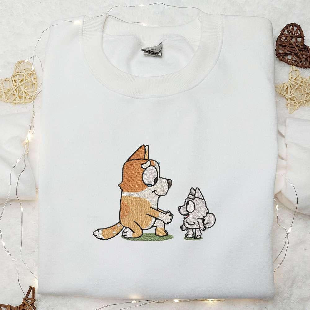Aunty Brandy And Pom Pom Embroidered Shirt Bluey Cartoon Embroidered Hoodie Best Family Gift Idea