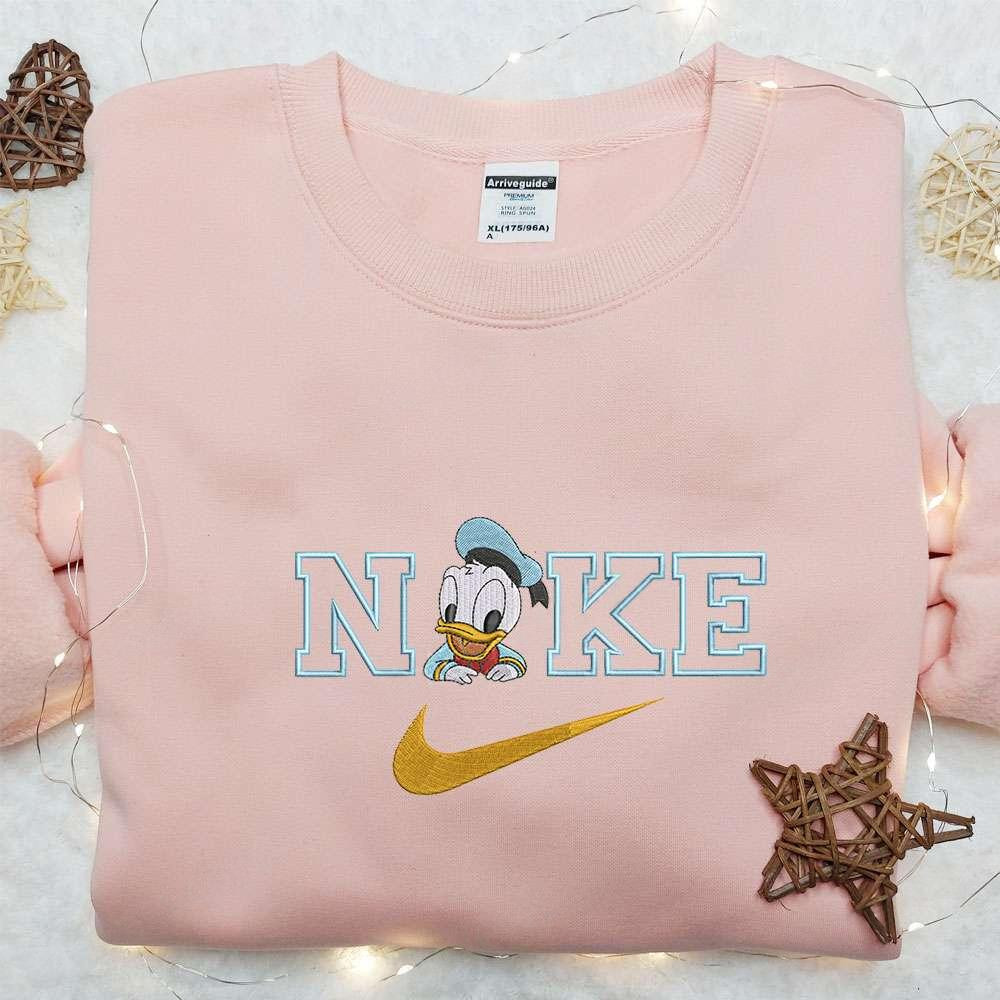 Baby Donald Duck x Nike Cartoon Embroidered Shirt Custom Nike Embroidered Shirt Best Birthday Gift Ideas