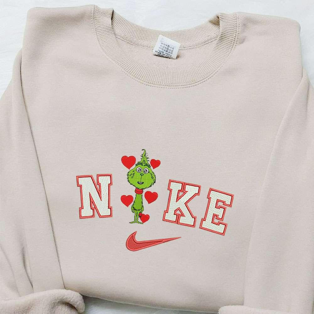 Baby Grinch Love x Nike Christmas Embroidered Sweatshirt Movie Christmas Embroidered Shirt Best Christmas Gift Ideas
