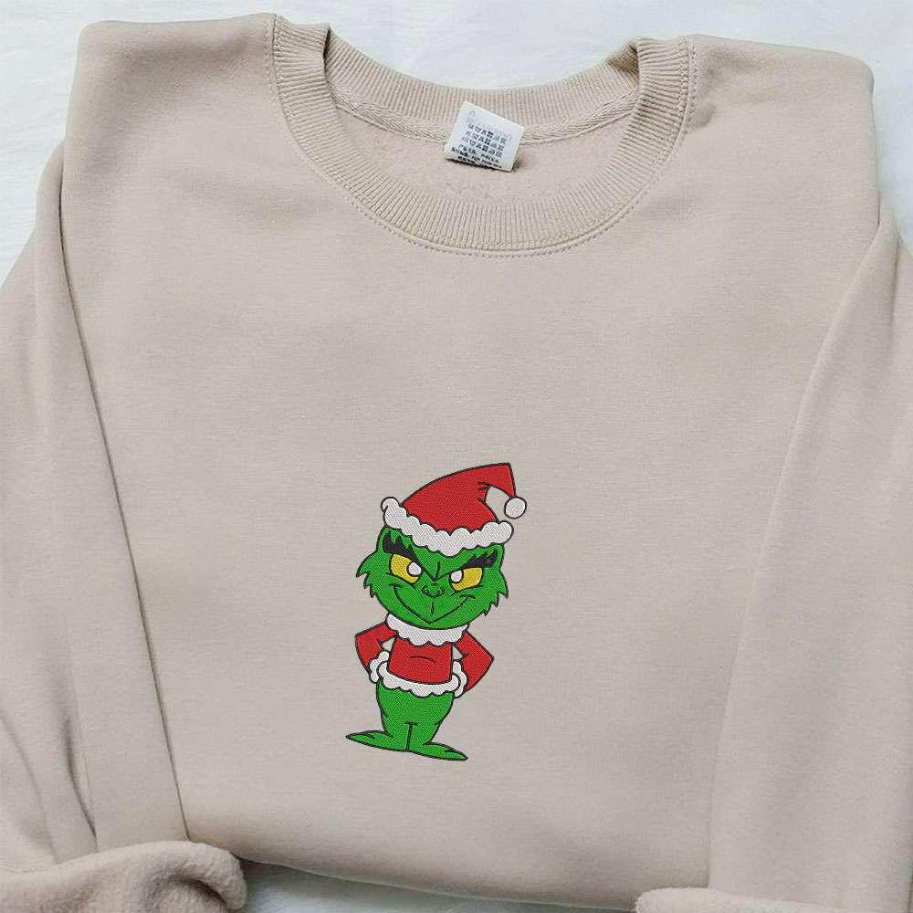 Baby Grinch Smile Embroidered Shirt Christmas Embroidered Hoodie Best Gifts For Family