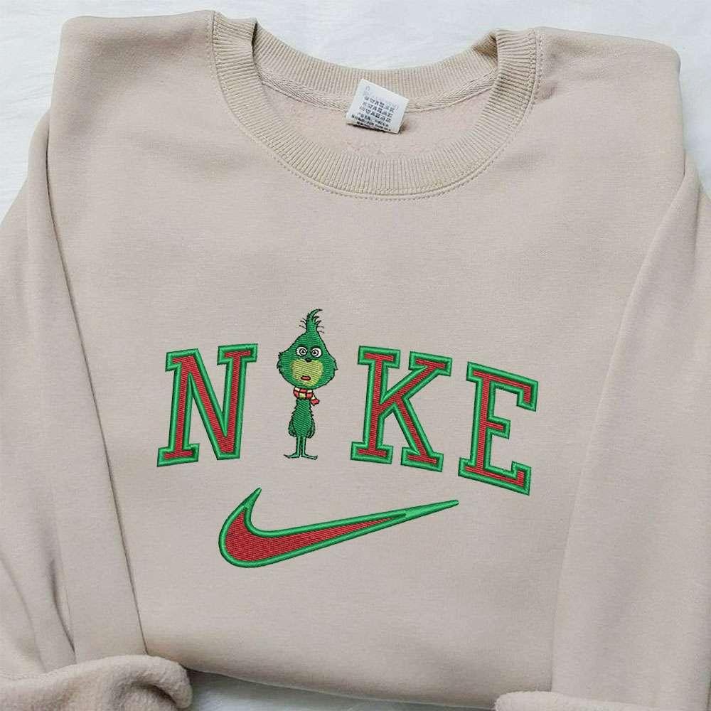 Baby Grinch x Nike Embroidered Hoodie Nike Inspired Embroidered Shirt Best Christmas Gift Ideas