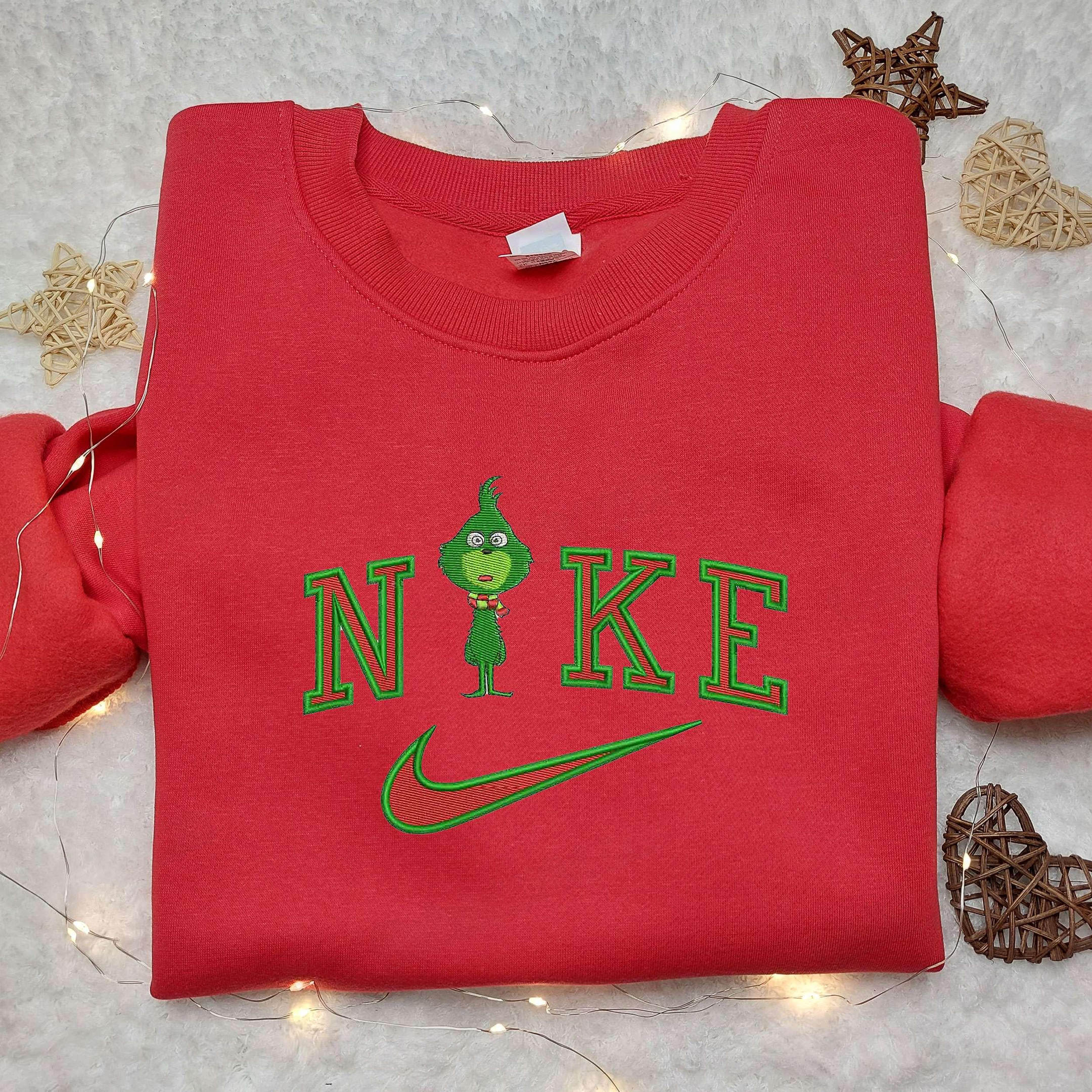 Baby Grinch x Nike Embroidered Shirt Nike Embroidered Shirt Cartoon Disney Embroidered Shirt