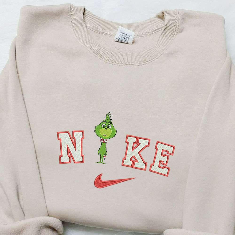Baby Grinch Xmas x Nike Christmas Embroidered Sweatshirt Movie Christmas Embroidered Shirt Best Christmas Gift Ideas