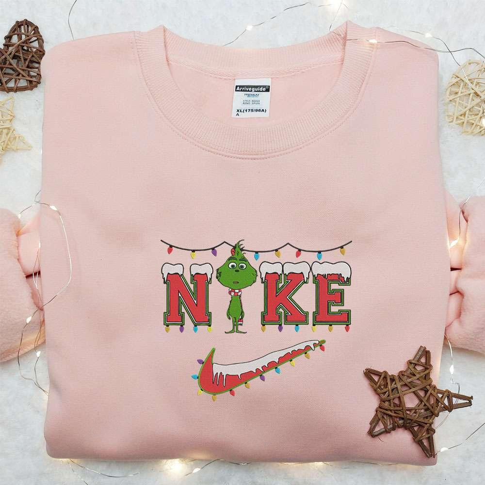 Baby Grinch Xmas x Nike Embroidered Shirt Christmas Embroidered Hoodie Nike Inspired Embroidered Sweatshirt
