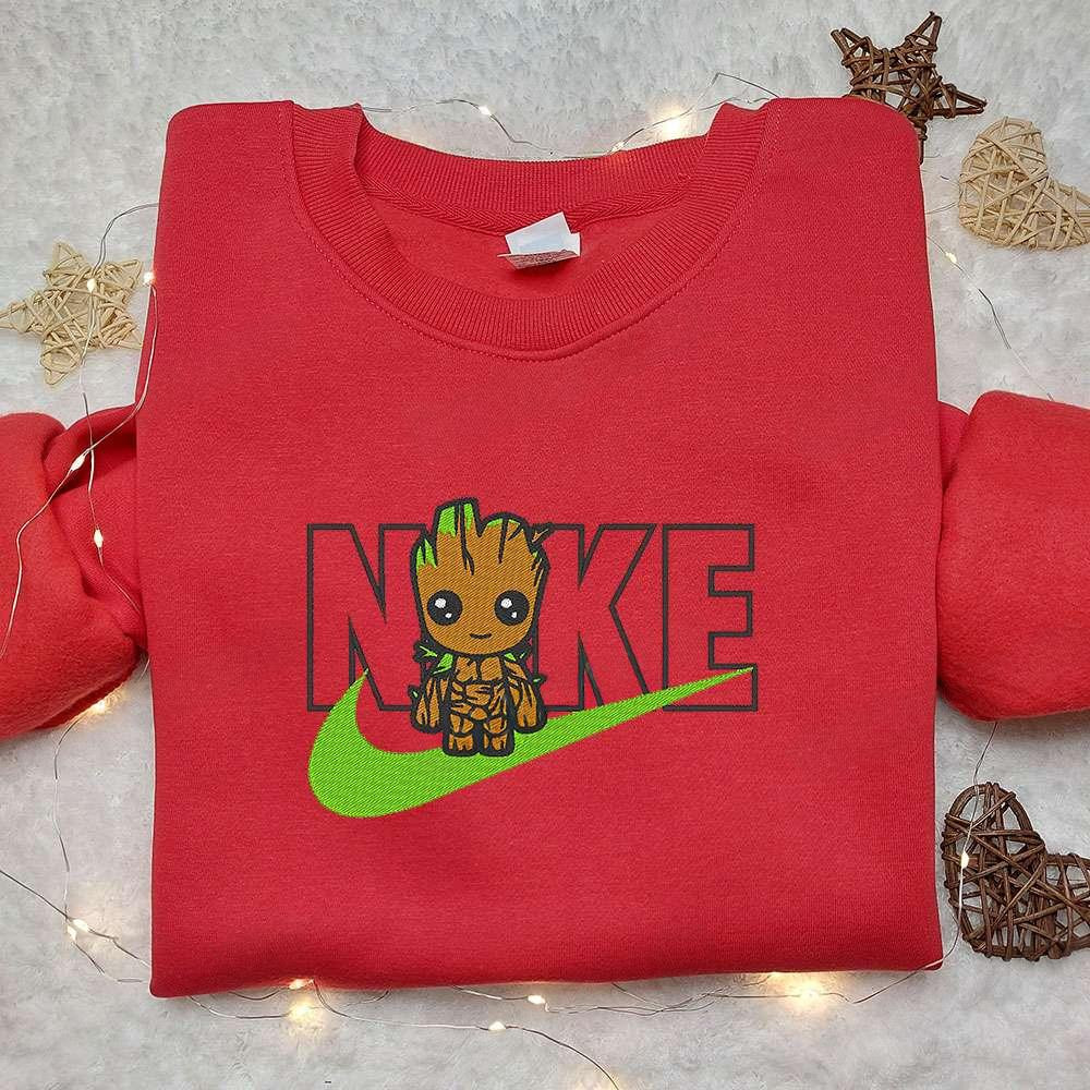 Baby Groot x Nike Movie Embroidered Tshirt Guardians of the Galaxy Embroidered Shirt Nike Inspired Embroide