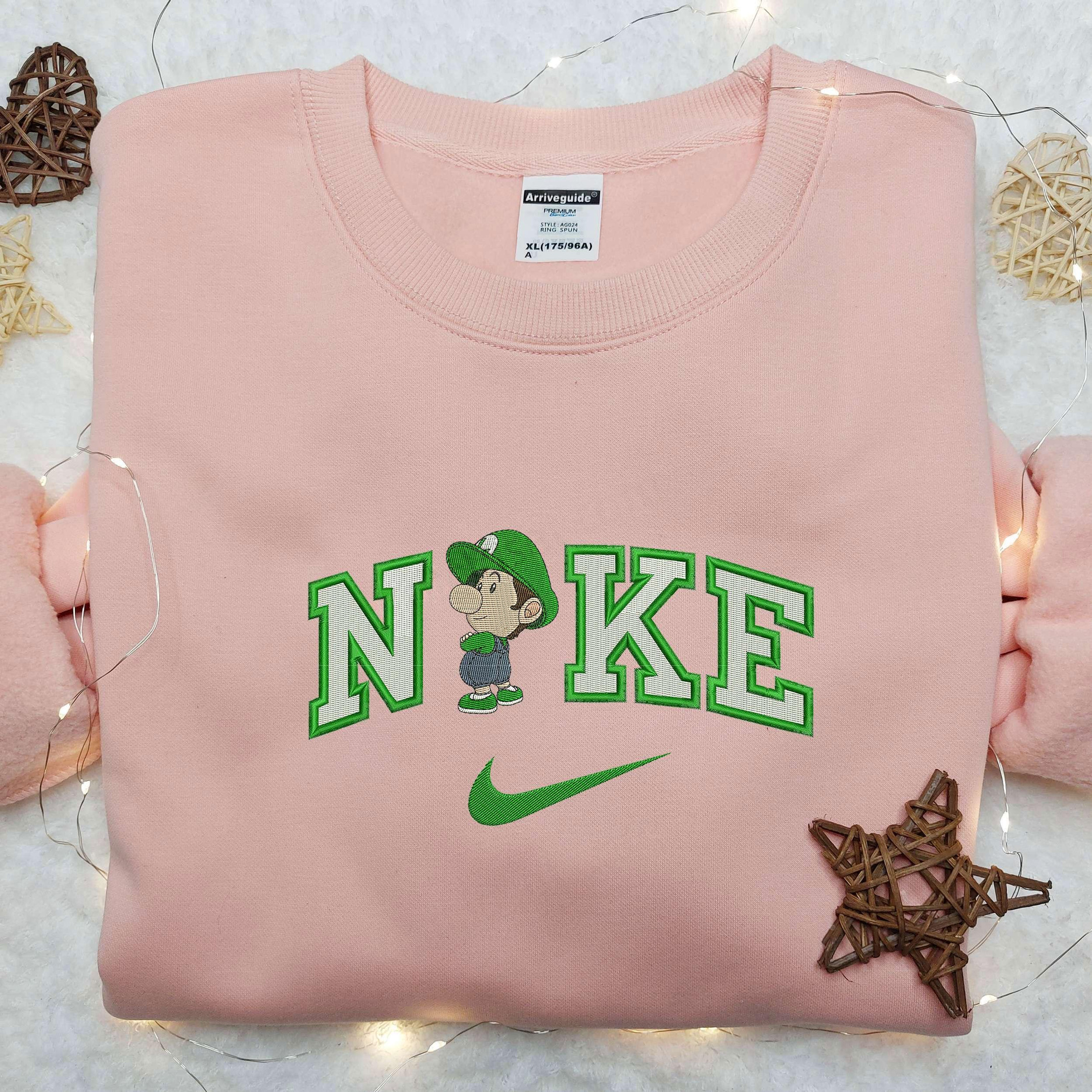 Baby Luigi X Nike Embroidered Shirt Nike Embroidered Shirt Game Mario Embroidered Shirt