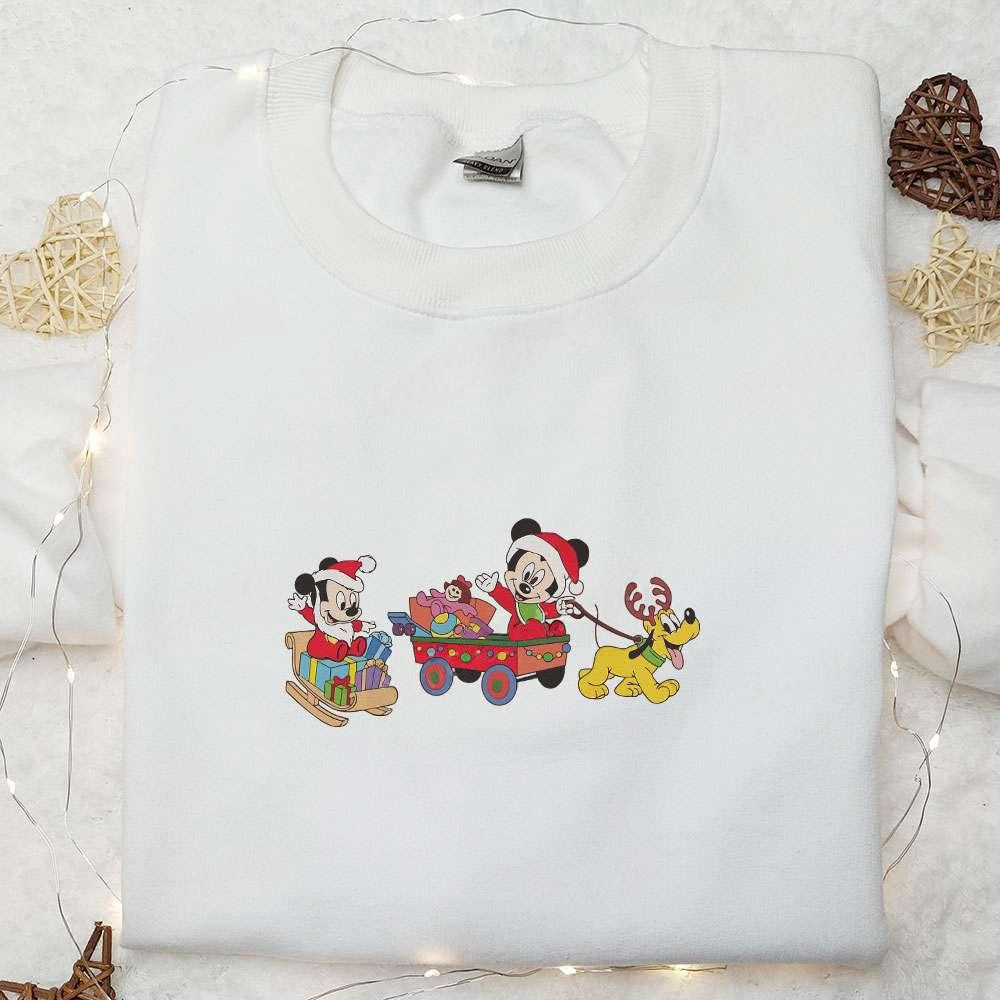Baby Mickey Mouse Christmas Embroidered Sweatshirt Disney Characters Embroidered Shirt Best Christmas Gift Ideas