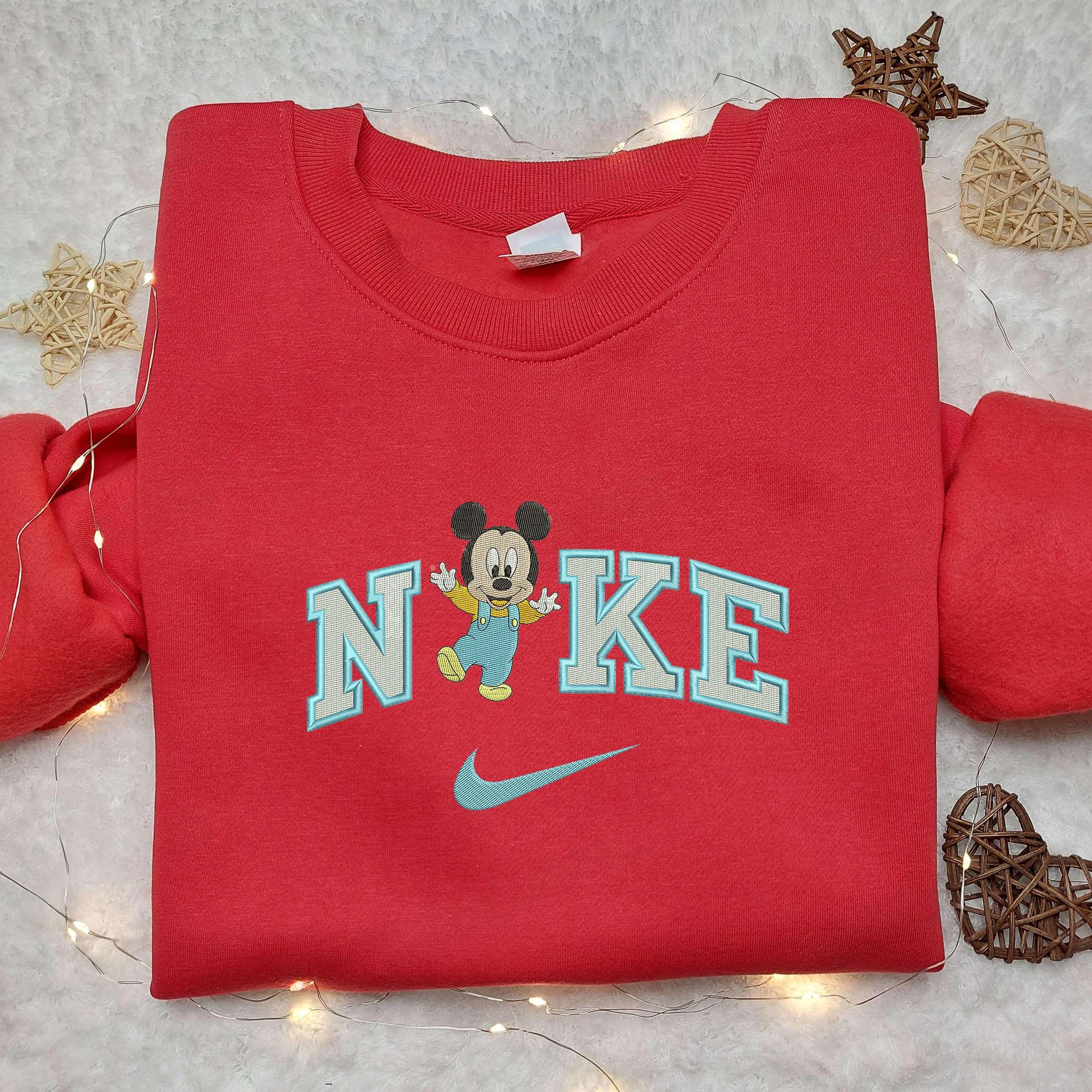 Baby Mickey Mouse Hey x Nike Embroidered Shirt Nike Embroidered Shirt Cartoon Disney Embroidered Shirt