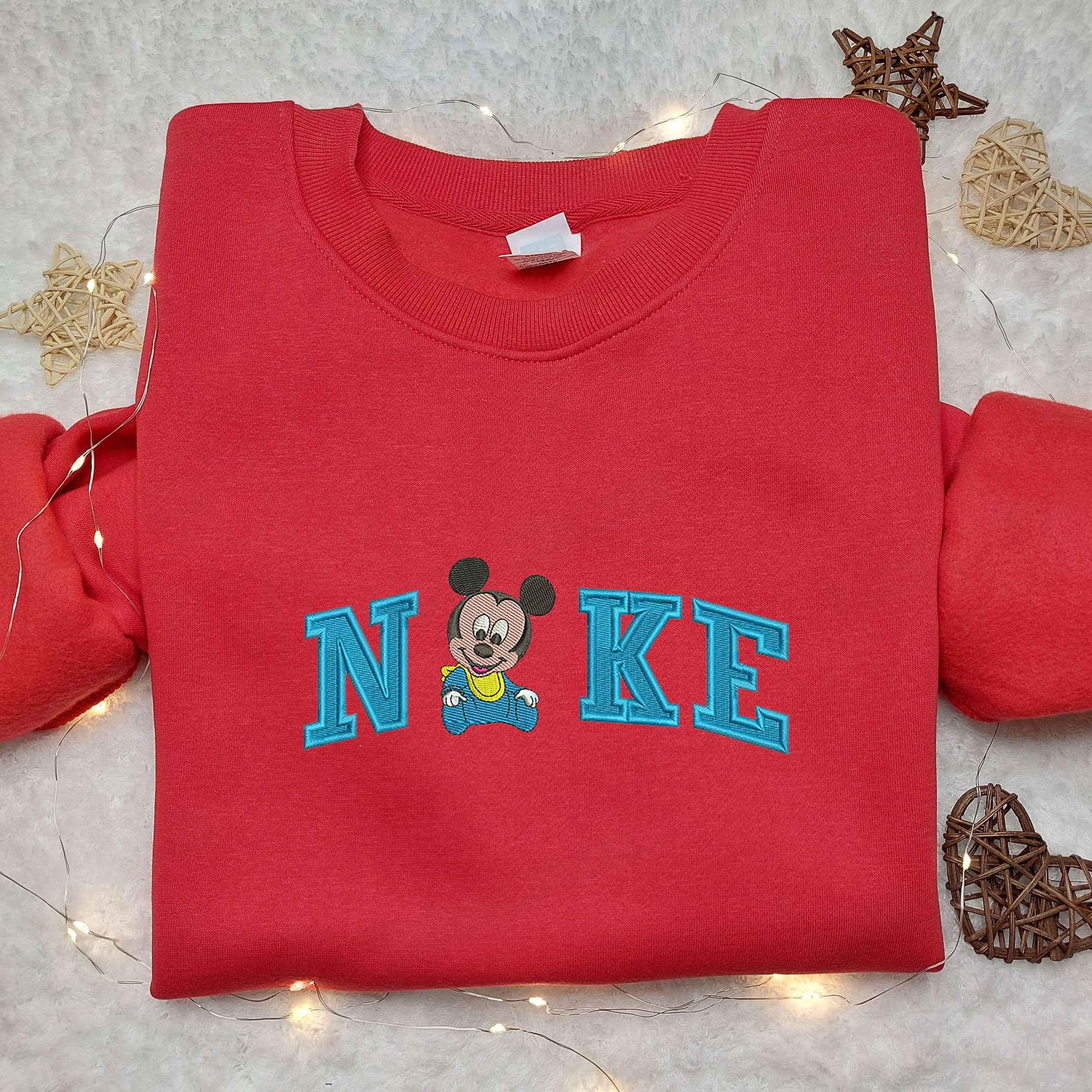 Baby Mickey Mouse x Nike Embroidered Shirt Nike Embroidered Shirt Cartoon Disney Embroidered Shirt