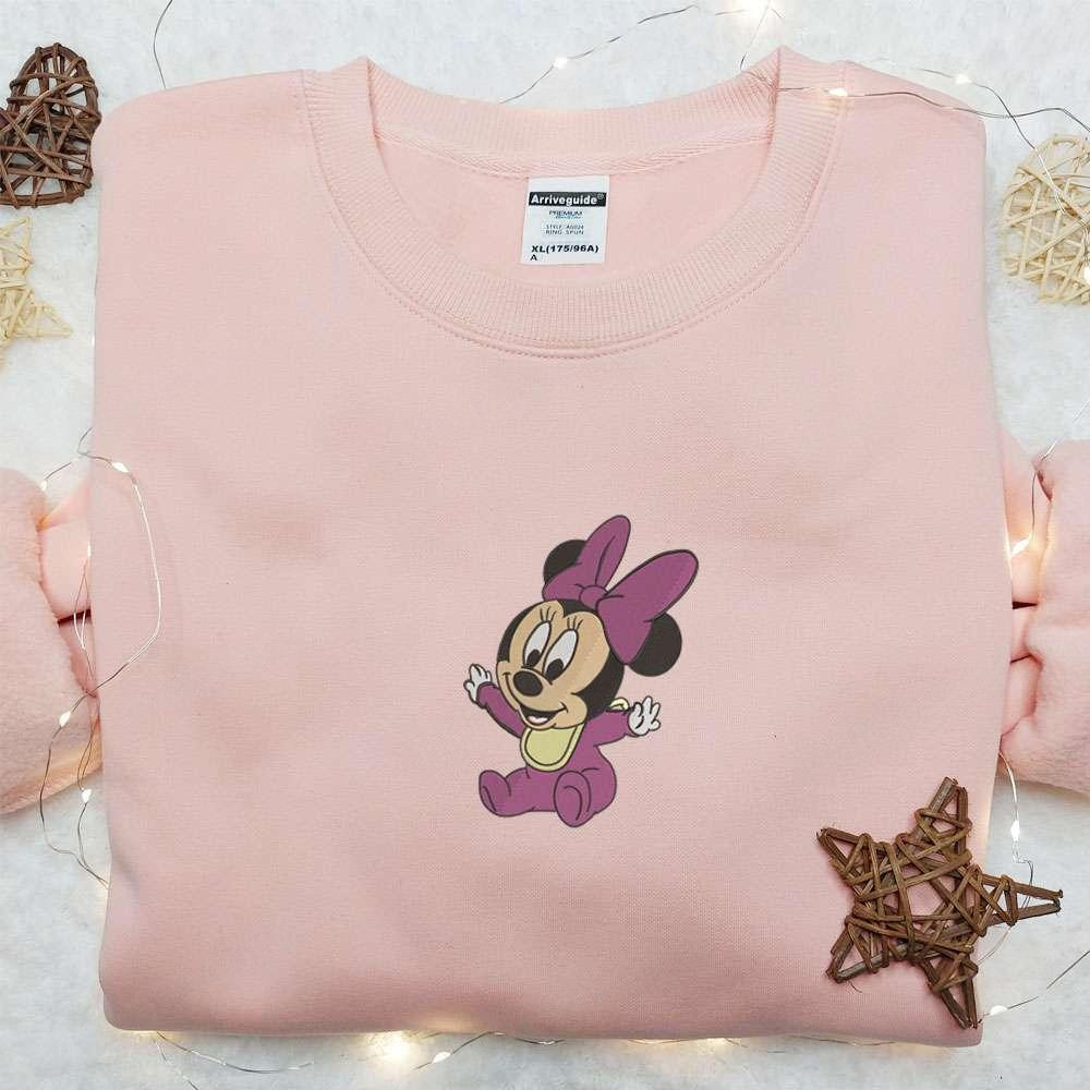Baby Minnie Mouse Embroidered Shirt Disney Characters Embroidered Hoodie Best Gift Idea