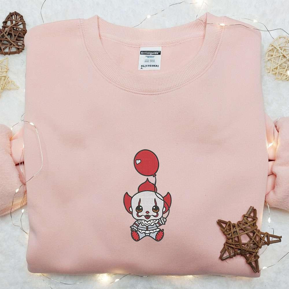 Baby Pennywise Embroidered Sweatshirt Horror Movie Embroidered Hoodie Halloween Embroidered Shirt