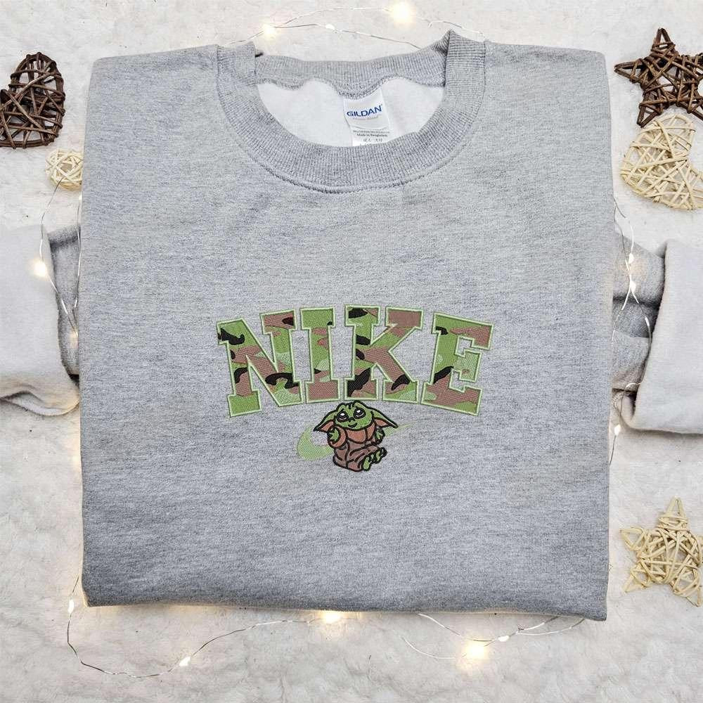 Baby Yoda Army x Nike Movie Embroidered Shirt Star Wars Embroidered Shirt Nike Inspired Embroidered Shirt
