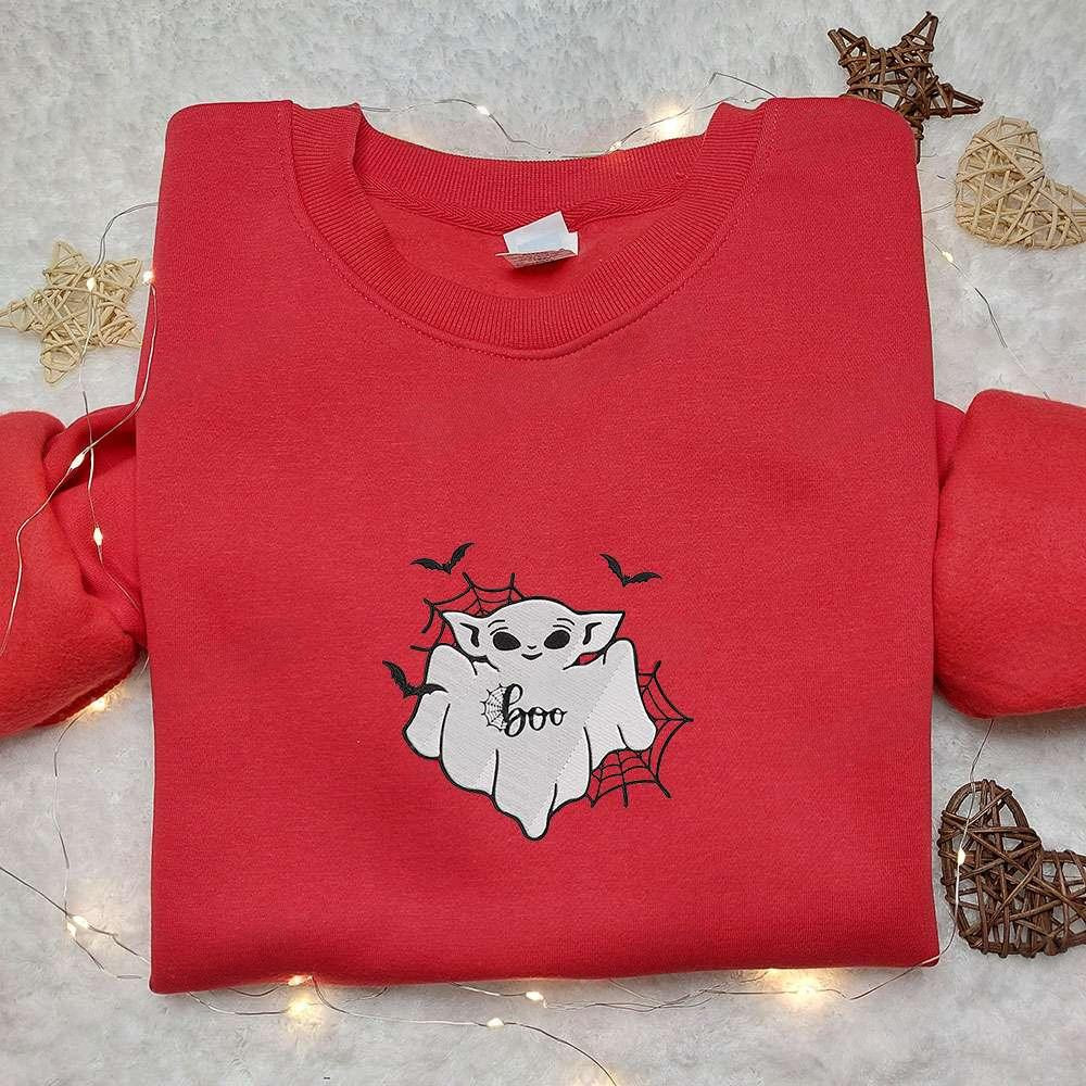 Baby Yoda Boo Ghost Embroidered Shirt Halloween Embroidered Hoodie Best Halloween Gift Ideas