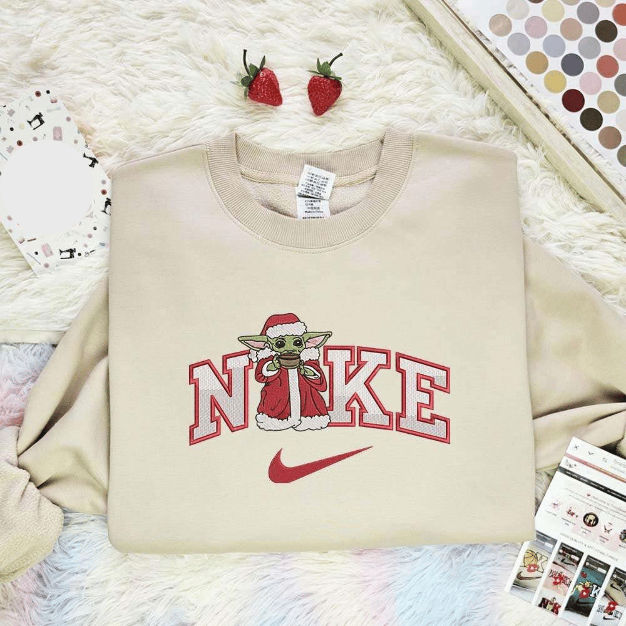 Baby Yoda Drink Hot Chocolate Christmas Embroidered Shirt, Best Christmas Gift Ideas For Family