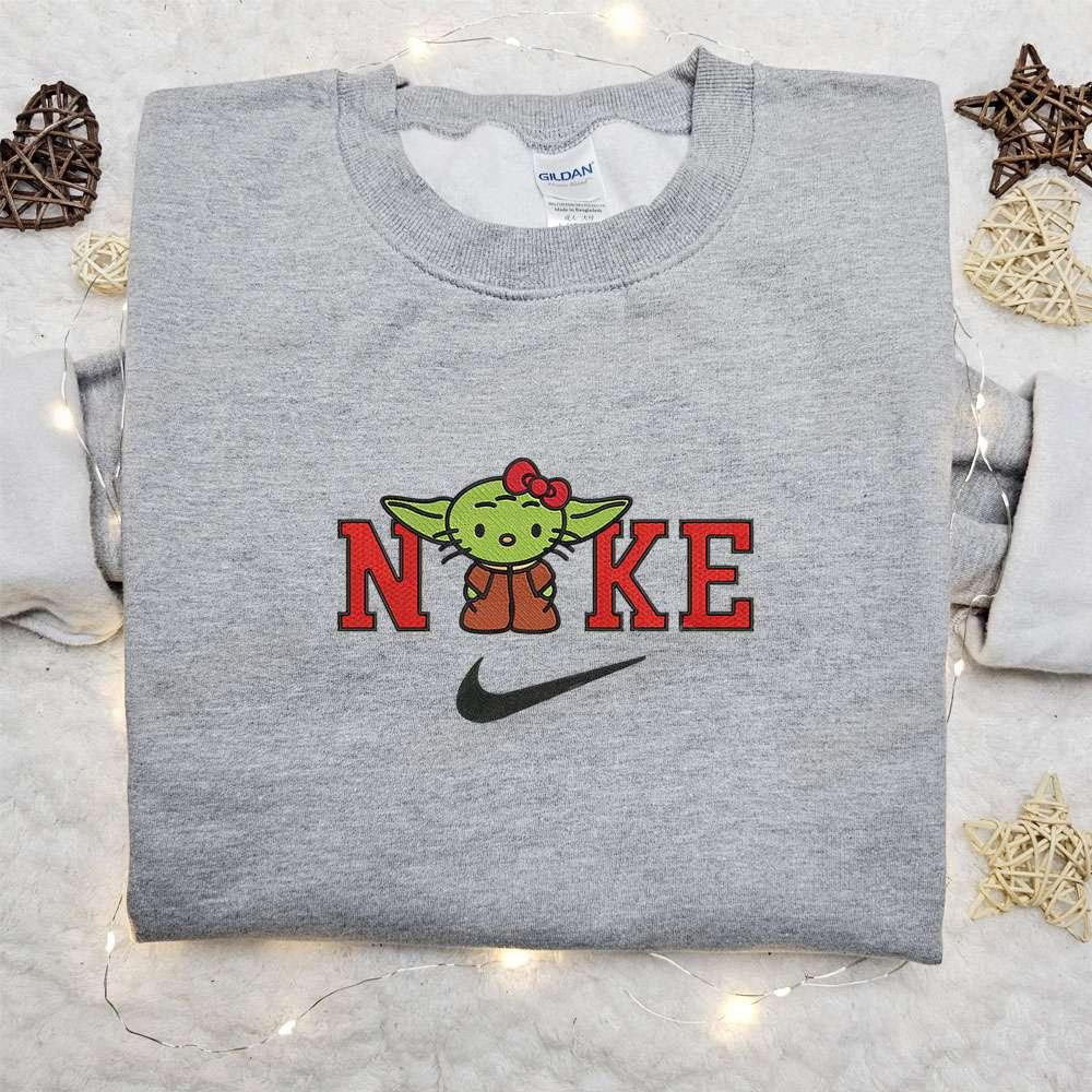 Baby Yoda Hello Kitty Christmas x Nike Embroidered Sweatshirt Cartoon Christmas Embroidered Shirt Best Christmas Gift Ideas