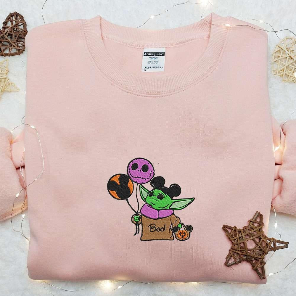 Baby Yoda Jack Skellington Mickey Balloons Embroidered Sweatshirt Halloween Embroidered Hoodie Best Halloween Gift Ideas