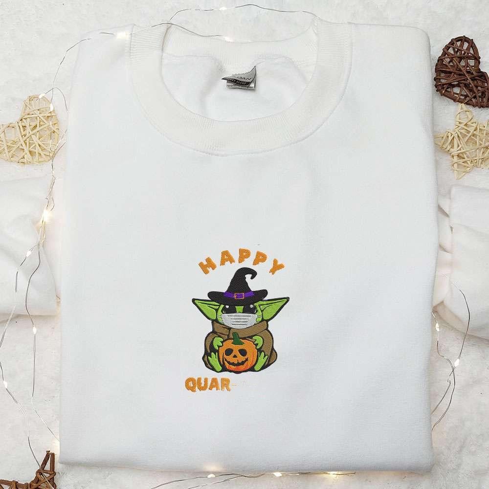 Baby Yoda Pumpkin Happy Quaroteen Embroidered Sweatshirt Halloween Embroidered Hoodie Best Gifts for Family