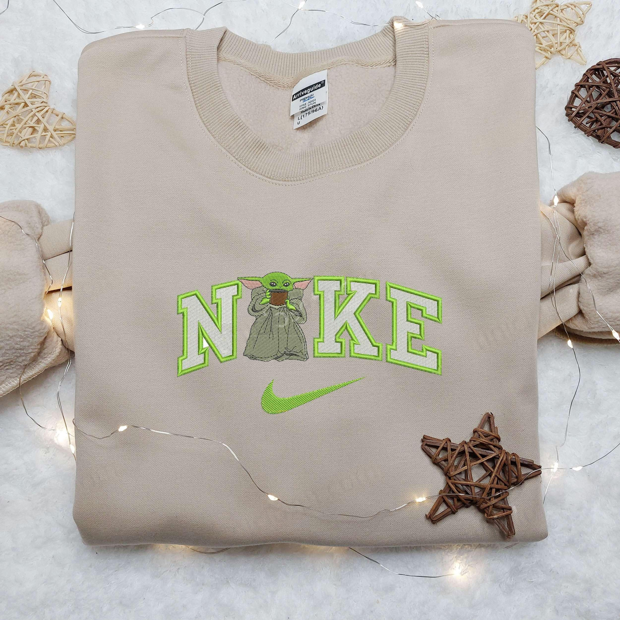Baby Yoda Women x Nike Embroidered Shirt Nike Embroidered Shirt Cartoon Star War Embroidered Shirt
