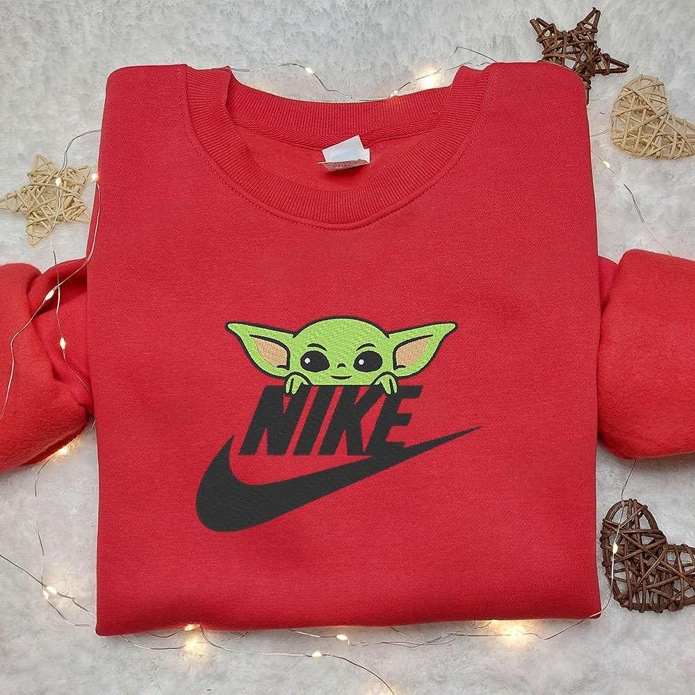 Baby Yoda x Nike Moive Embroidered Sweatshirt Nike Inspired Embroidered Shirt Best Gift for Family