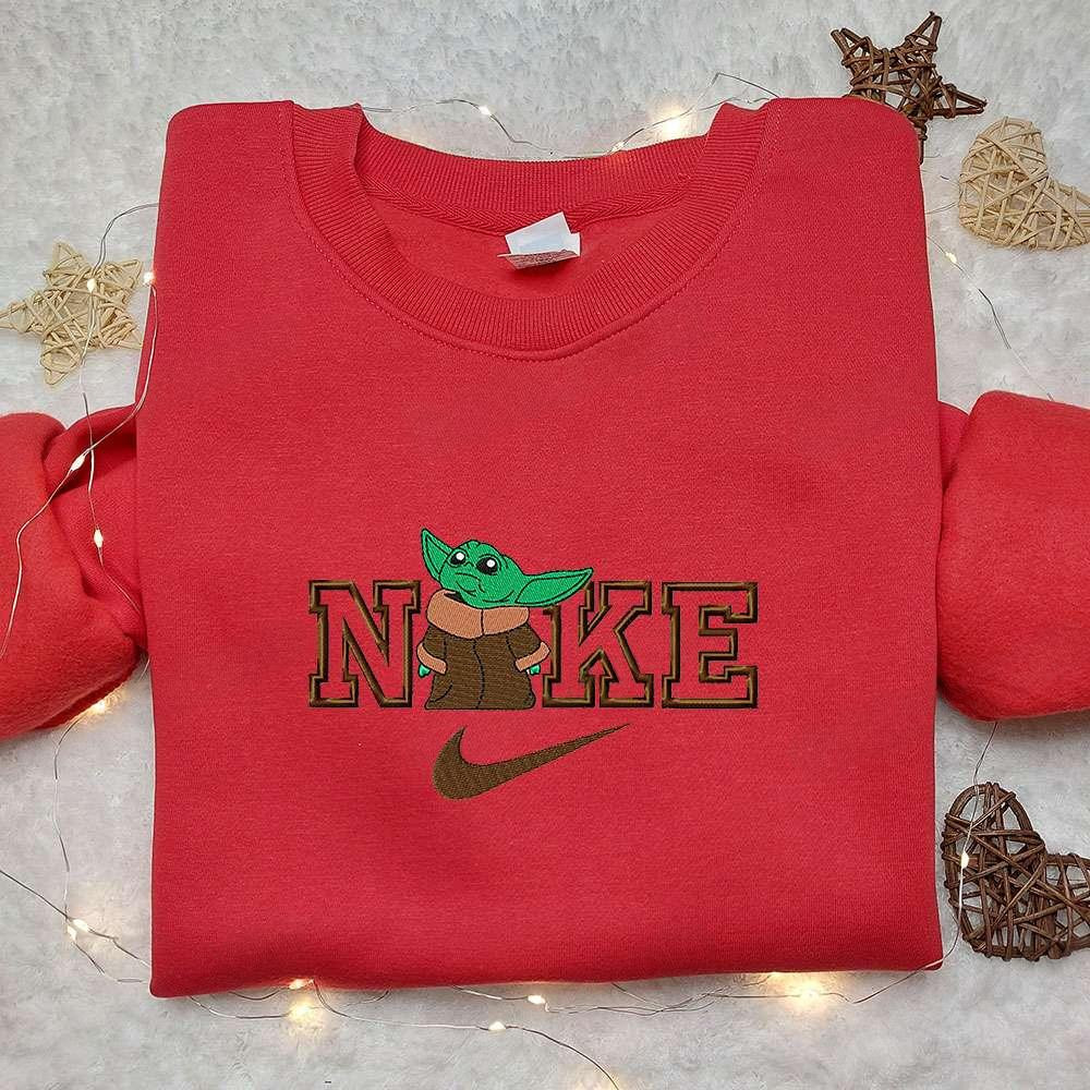 Baby Yoda x Nike Movie Embroidered Shirt Nike Inspired Embroidered Shirt Best Gift for Family