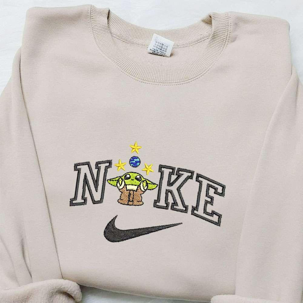 Baby Yoda x Nike Movie Embroidered Sweatshirt Custom Embroidered T shirt Best Birthday Gift Ideas