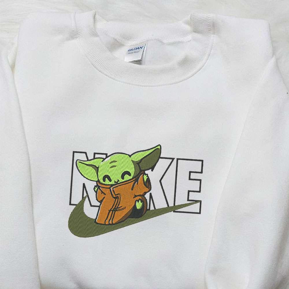 Baby Yoda x Nike Movie Embroidered Tshirt Star Wars Embroidered Shirt Inspired Nike Embroidered Shirt