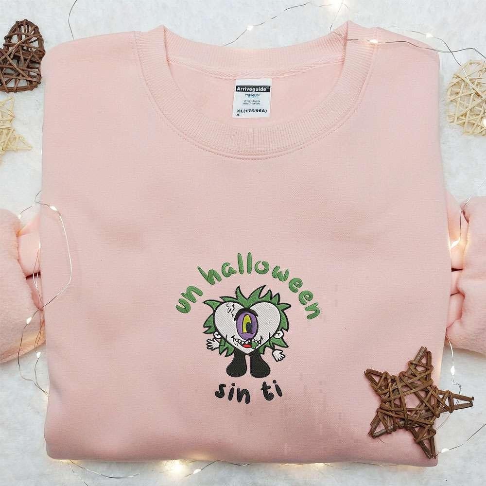 Bad Bunny Beetlejuice Un Halloween Sin Ti Embroidered Sweatshirt Celebrity Embroidered Hoodie Halloween Embroidered Shirt