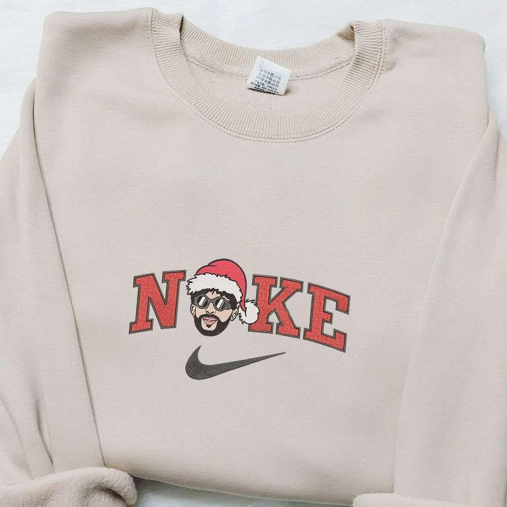Bad Bunny Head Santa Hat Christmas x Nike Embroidered Sweatshirt Christmas Embroidered Shirt Best Christmas Gift Ideas
