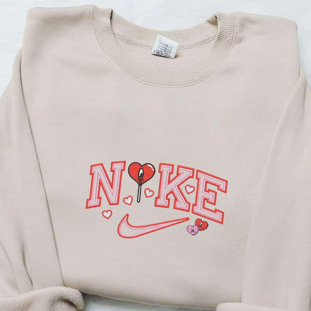 Bad Bunny Heart Lollipop x Nike Embroidered Shirt Nike Inspired Embroidered Hoodie Best Gifts For Family
