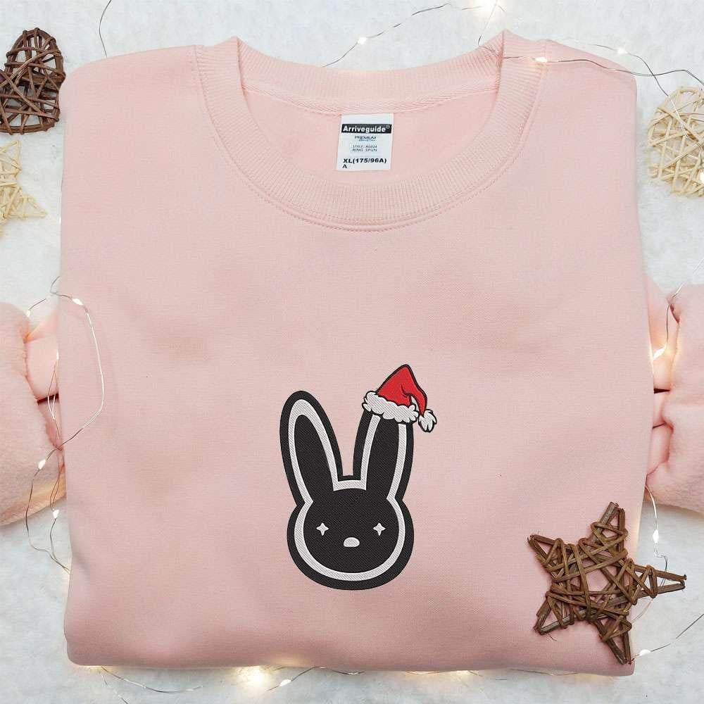 Bad Bunny Logo Christmas Hat Embroidered Shirt Christmas Embroidered Hoodie Best Gifts For Family