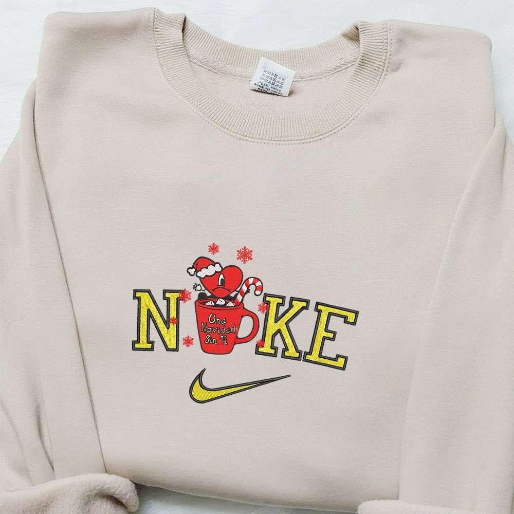 Bad Bunny Mug Candy Cane Christmas x Nike Embroidered Sweatshirt Movie Christmas Embroidered Shirt Best Christmas Gift Ideas