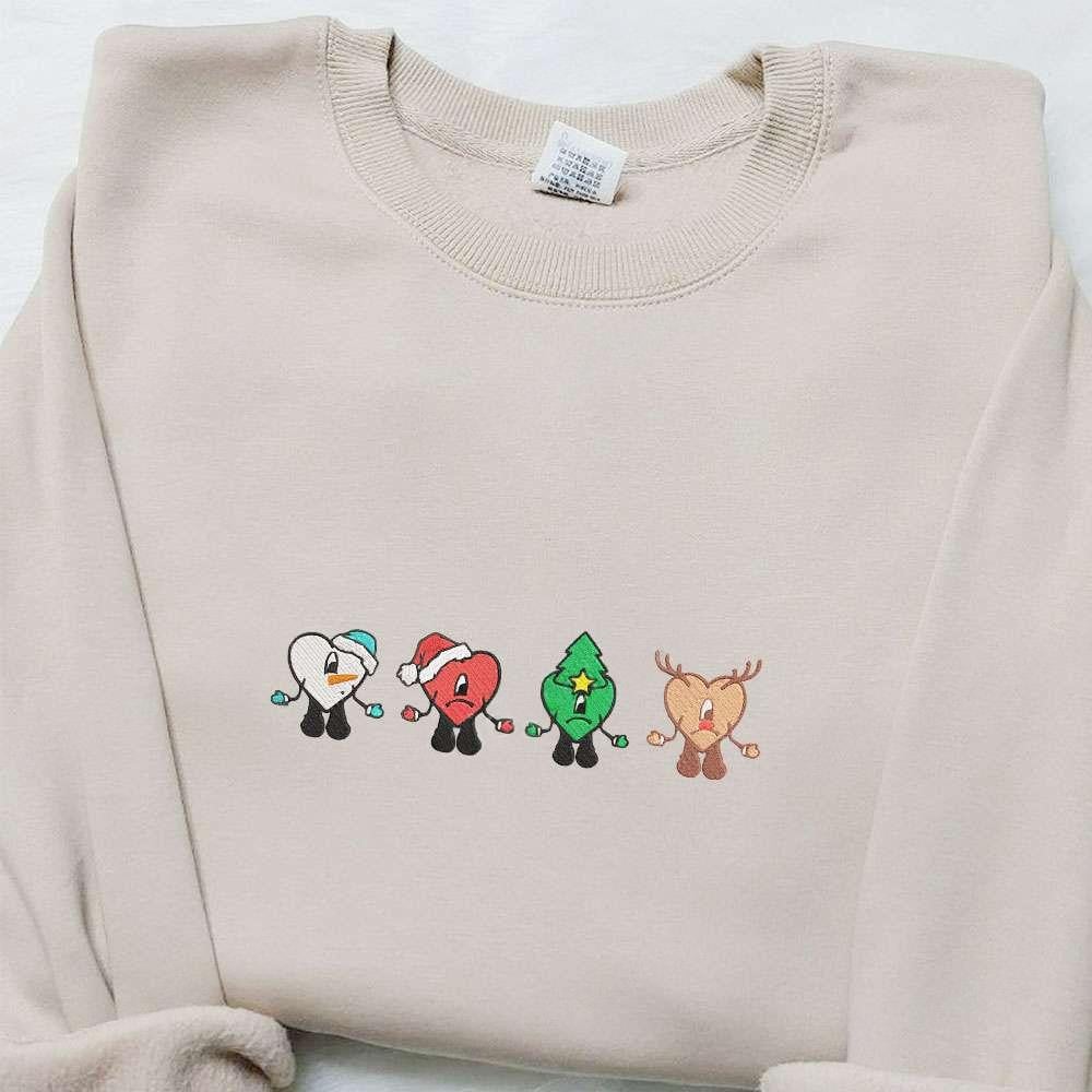 Bad Bunny Noel Embroidered Sweatshirt Christmas Embroidered Shirt Best Christmas Gift Ideas