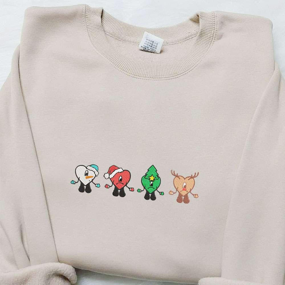Bad Bunny Noel Embroidered Sweatshirt Christmas Embroidered Shirt Best Christmas Gift Ideas