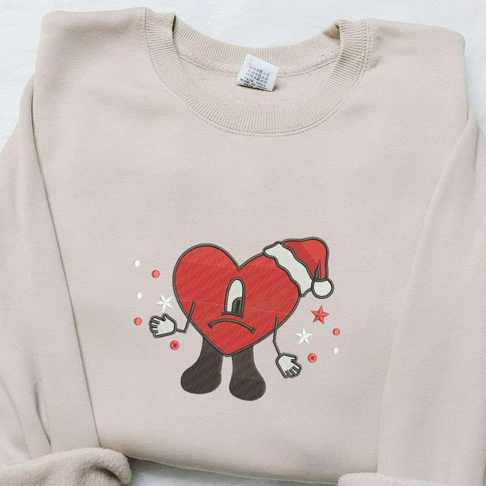 Bad Bunny Santa Embroidered Shirt Christmas Embroidered Hoodie Best Gifts For Family