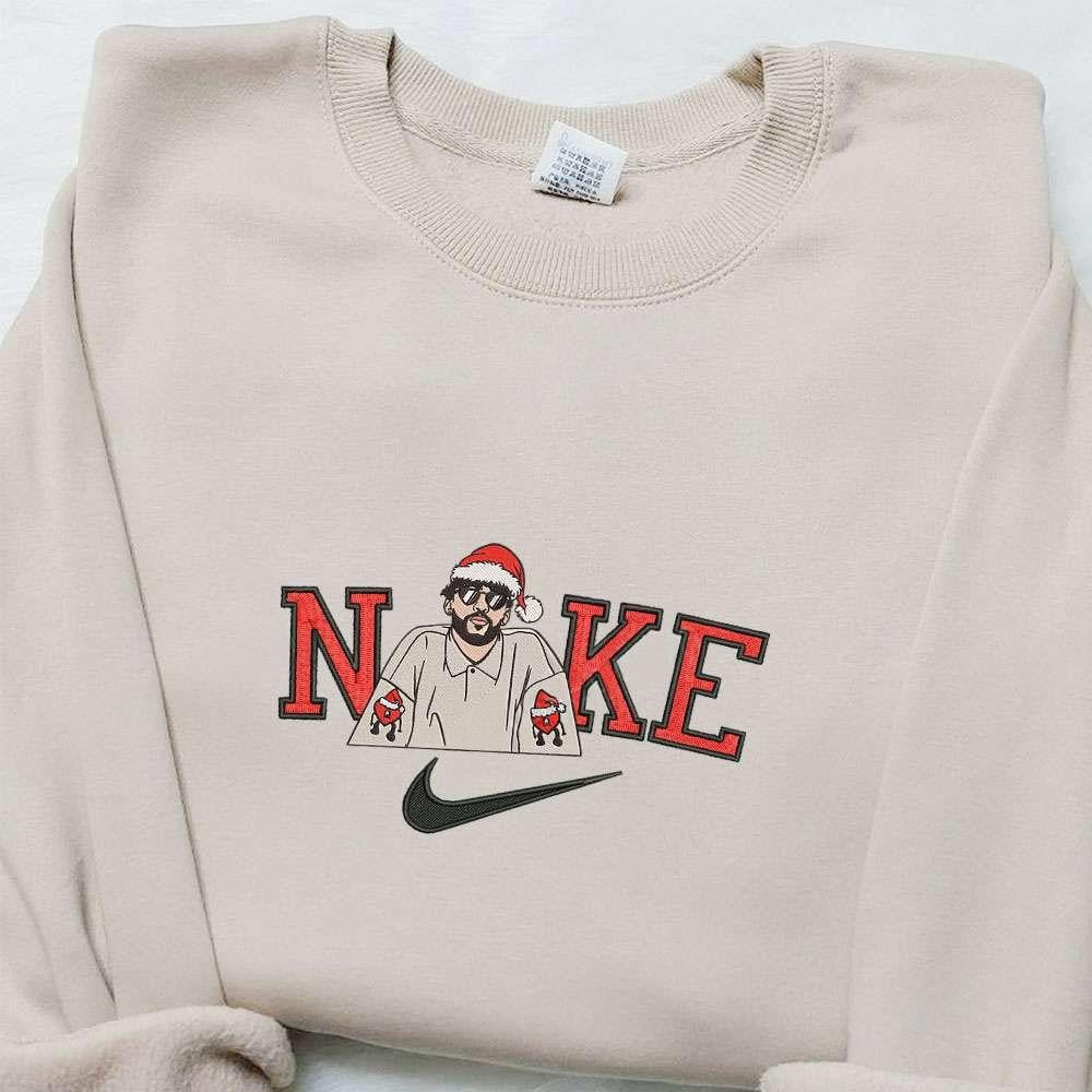 Bad Bunny Santa Hat Christmas x Nike Embroidered Sweatshirt Christmas Embroidered Shirt Best Christmas Gift Ideas