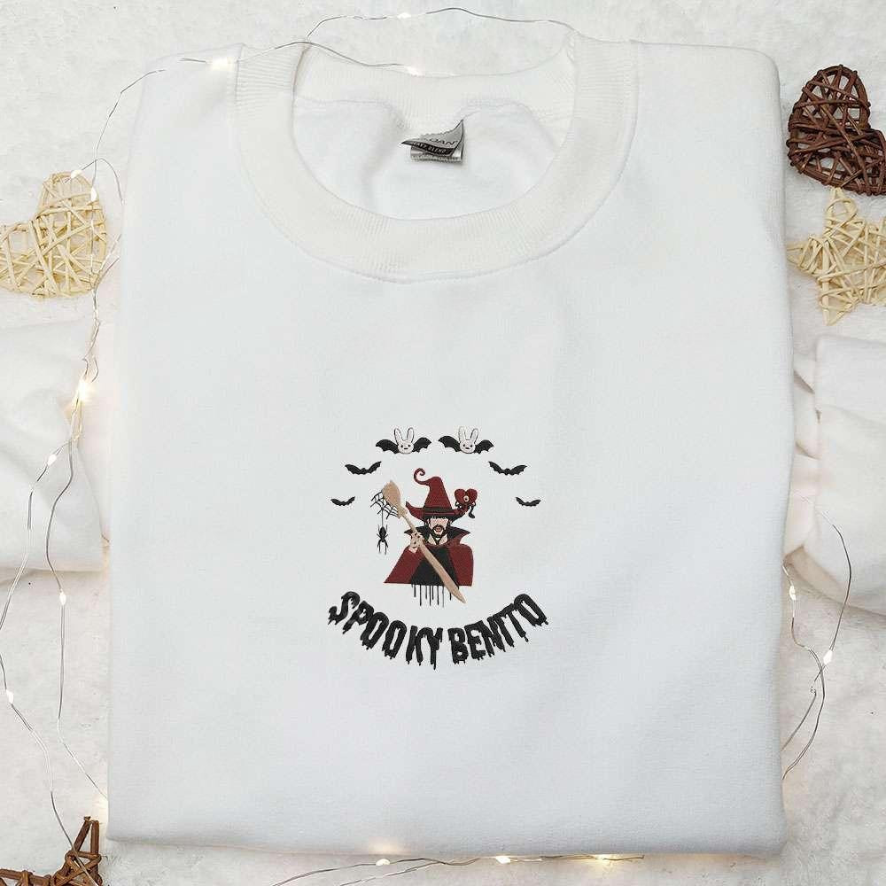 Bad Bunny Spooky Bento Embroidered Sweatshirt Celebrity Embroidered Hoodie Best Halloween Gift Ideas