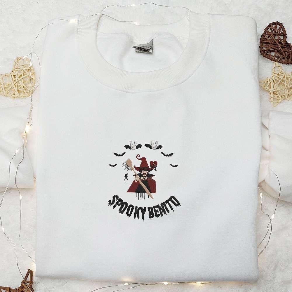 Bad Bunny Spooky Bento Embroidered Sweatshirt Celebrity Embroidered Hoodie Best Halloween Gift Ideas