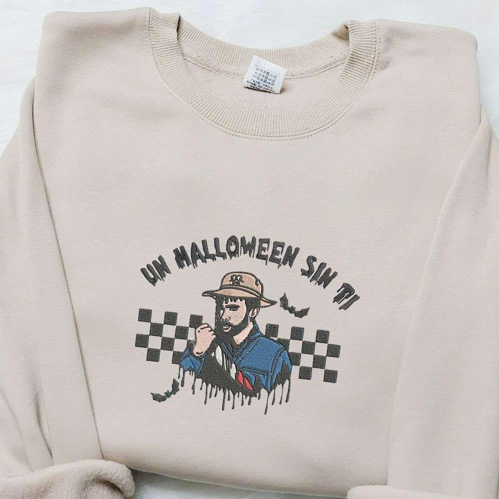Bad Bunny Un Halloween Sin Ti Embroidered Sweatshirt Celebrity Embroidered Shirt Best Halloween Gift Ideas